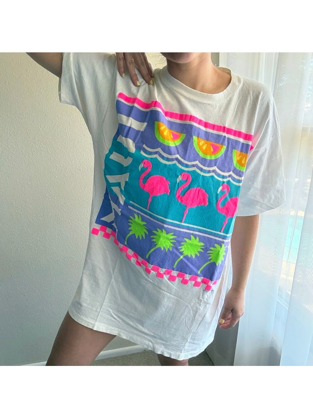 Vintage 90s Maui Hawaii Neon T-Shirt beach vacation resort wear summer grandma